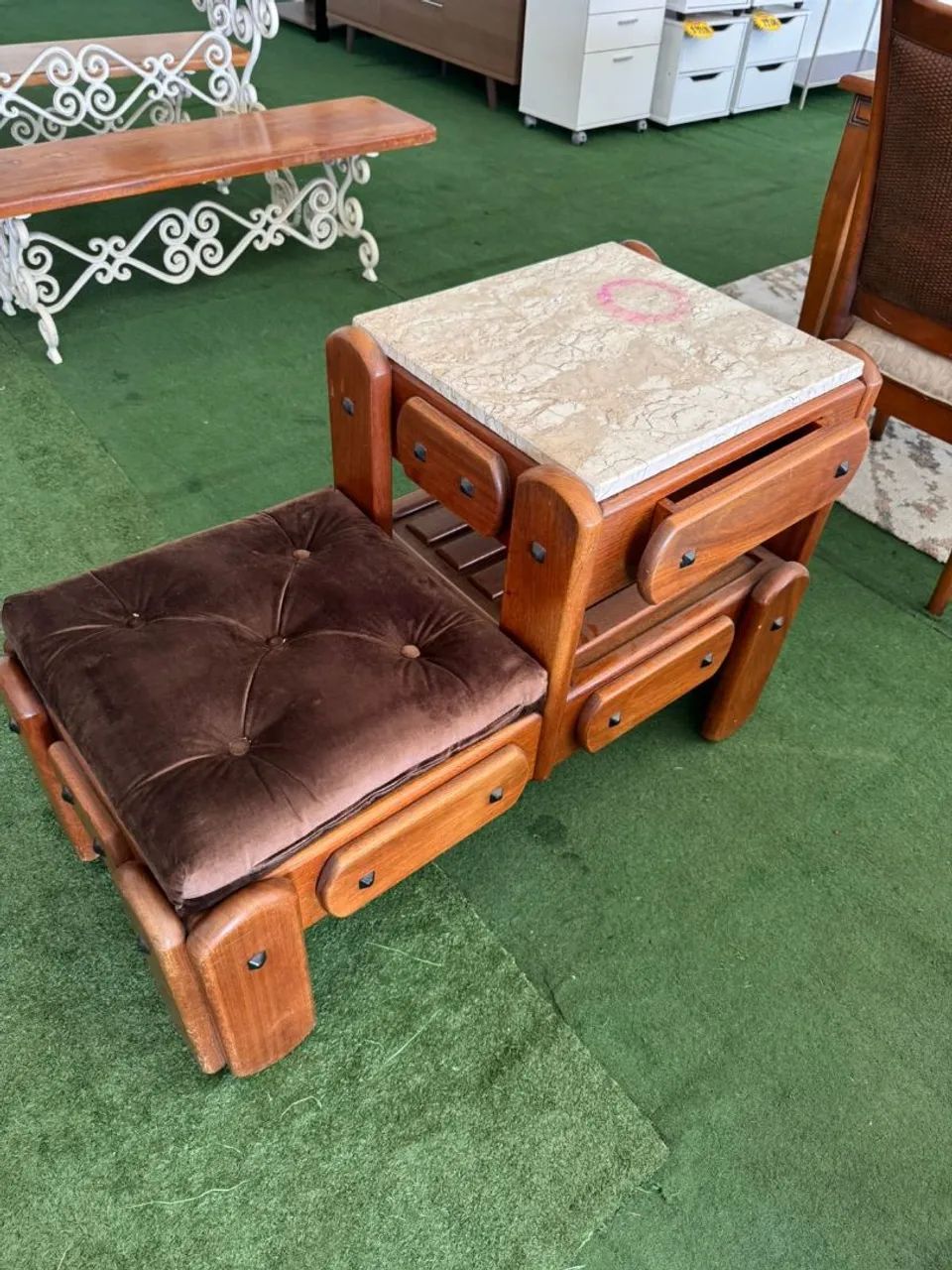 Mesa para telefone de madeira com gaveta - Foto 3