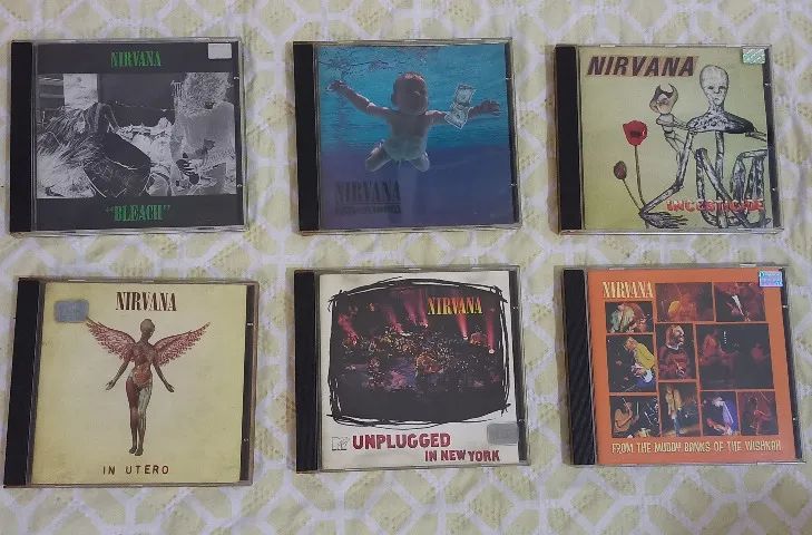 Lote 6 CDs Nirvana - ORIGINAIS (Bleach, Nevermind, In Utero, Unplugged e MAIS)
