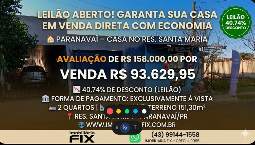 ? PARANAVAÍ - Casa no Res. Santa Maria