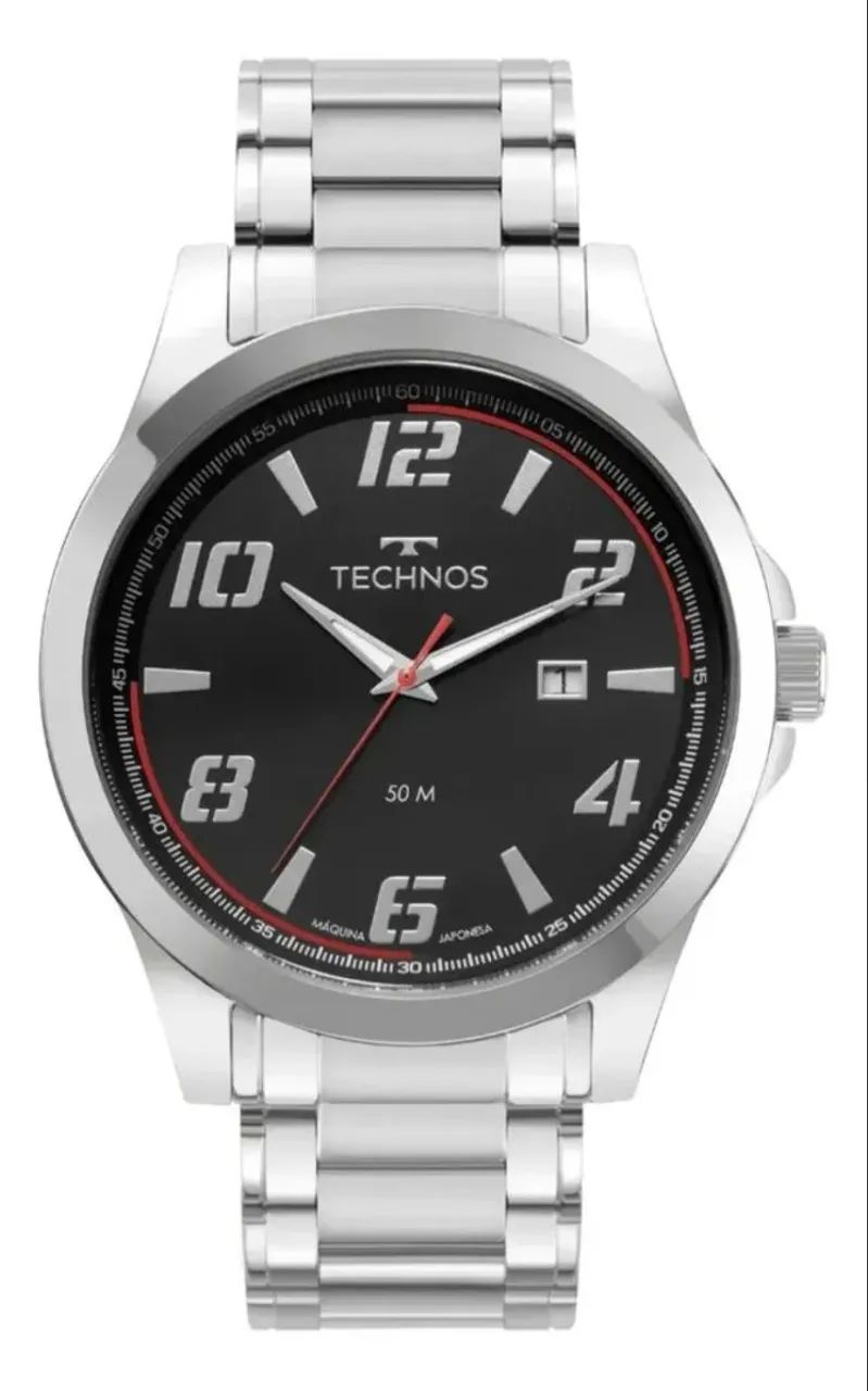 Relógio Techno masculino prata 