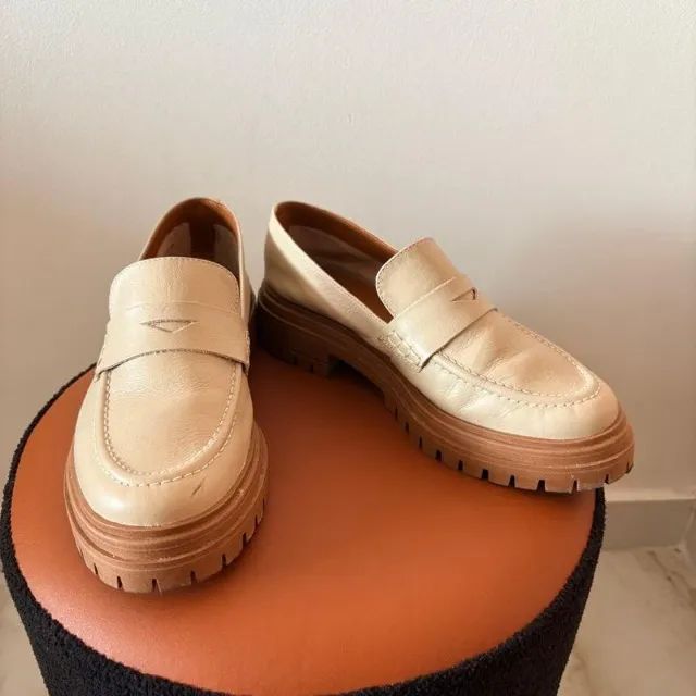 mocassin de couro bege - Foto 2
