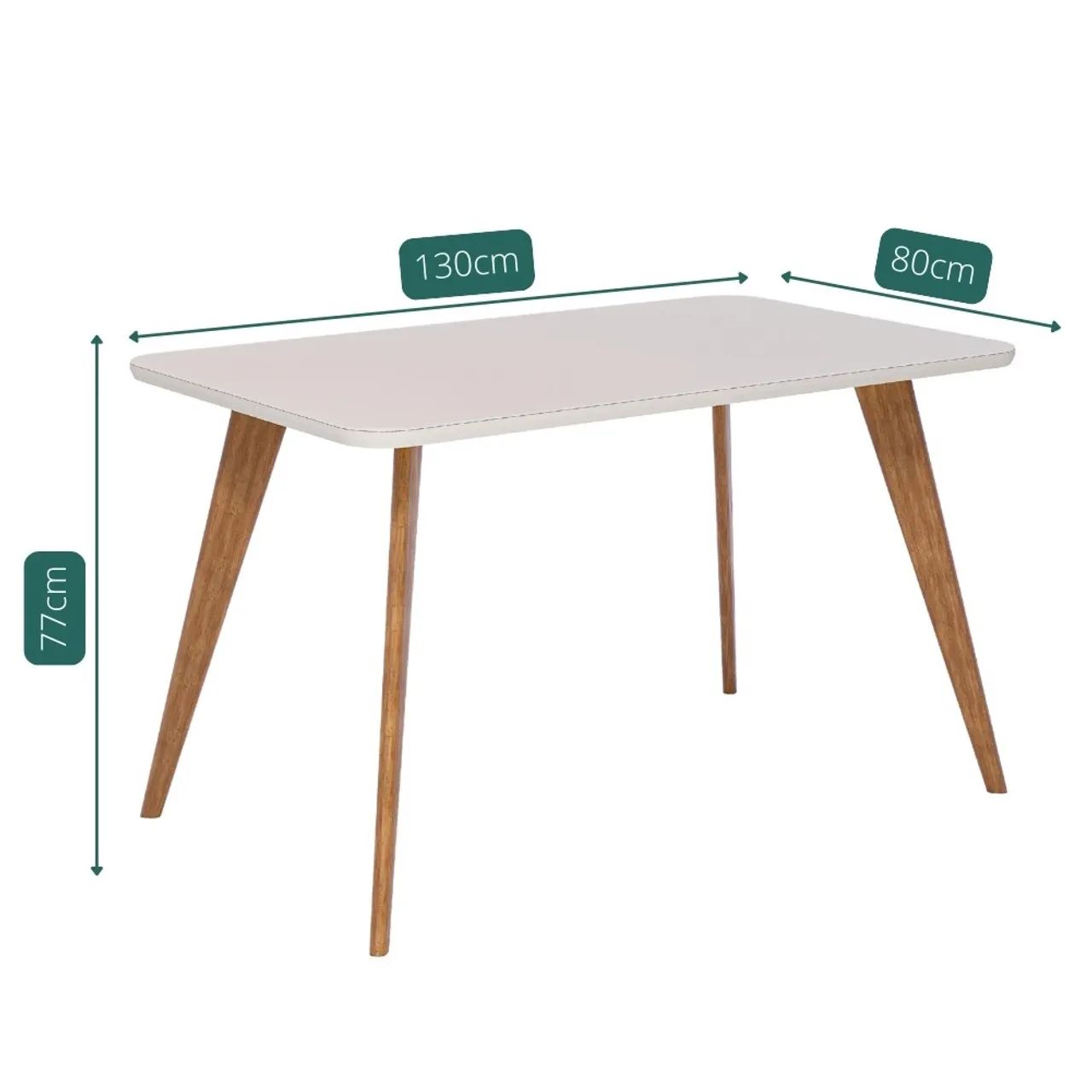 Mesa Jantar 130 (C/Vidro) Madeira/Off White tt54 - Foto 2