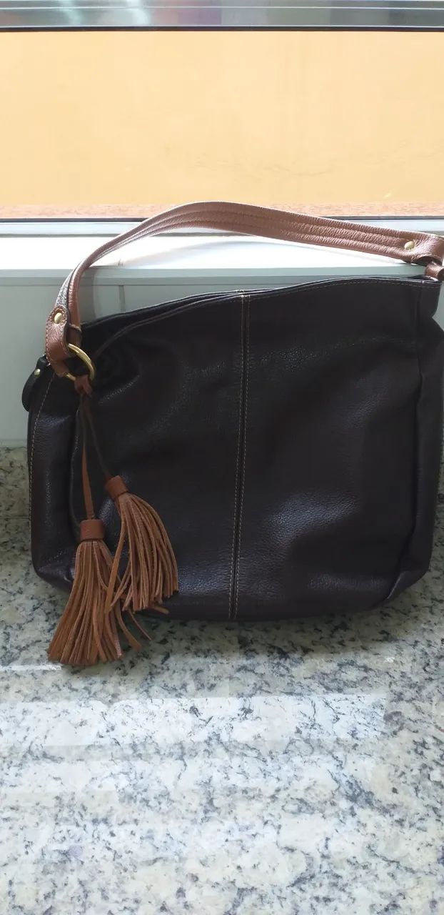 Bolsa de couro marrom da Pelica Couros - Foto 2