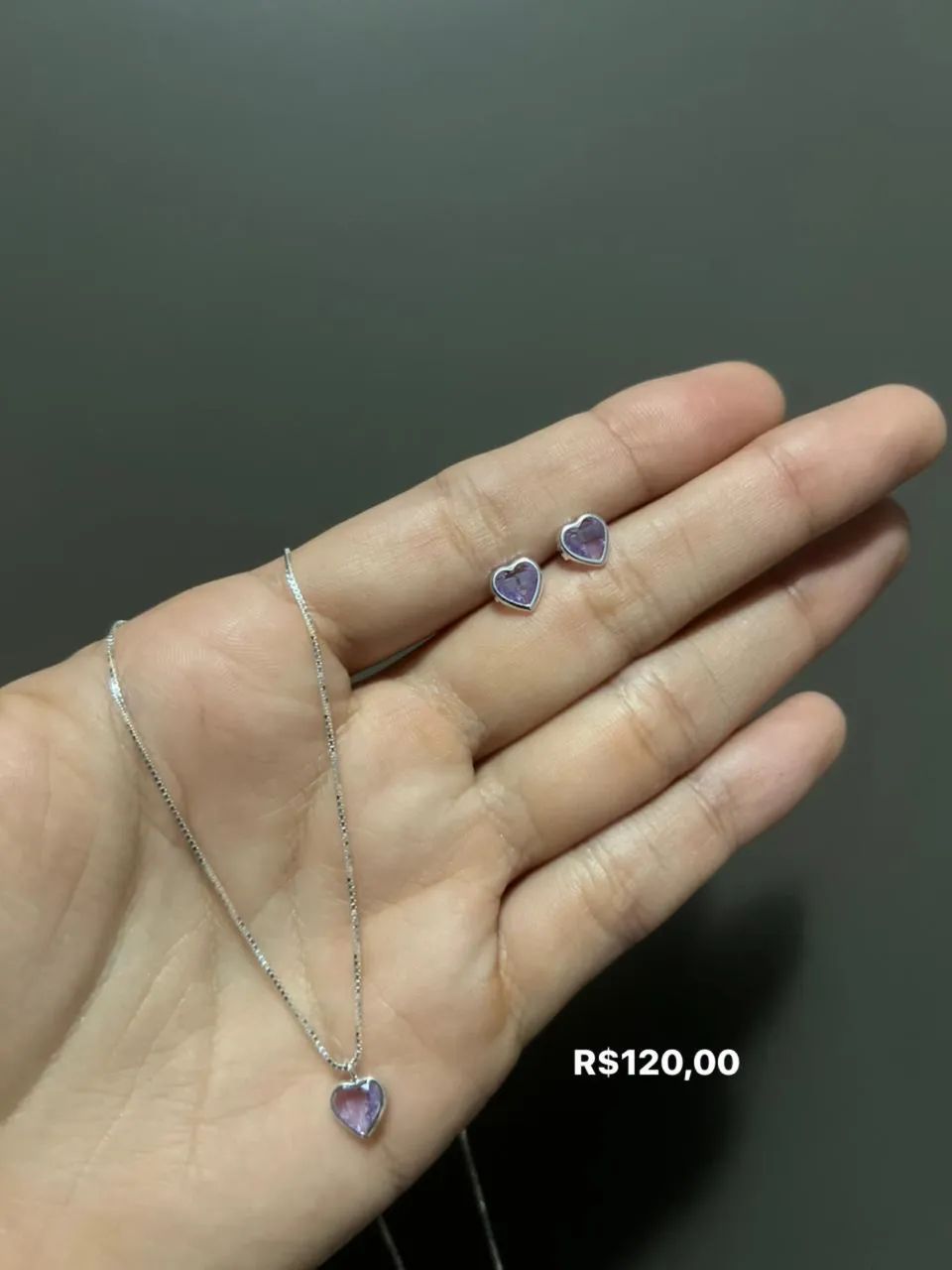 Conjuntinho feminino em prata 