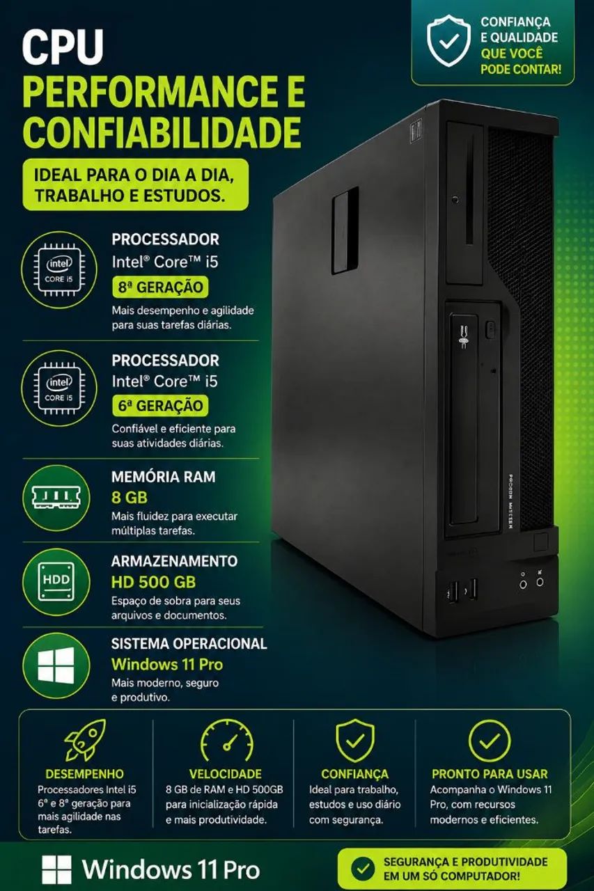 CPU i5 6 geração 8gb HD 500gb