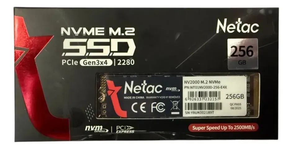 SSD M.2 256GB Netac 2280 NVMe PCIe Preto Interno - Armazenamento