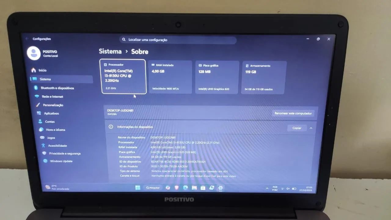 Notebook Positivo - Core i3 Oitava Geração - Foto 4