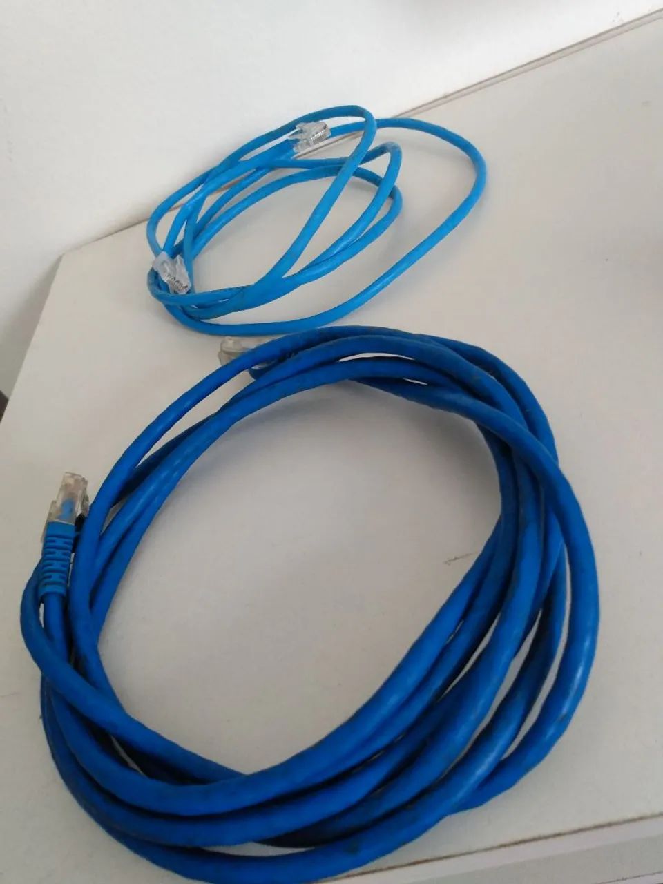 Kit 2 Cabos De Rede Ethernet Lan Internet Rj45 Azul Usado  - Foto 5