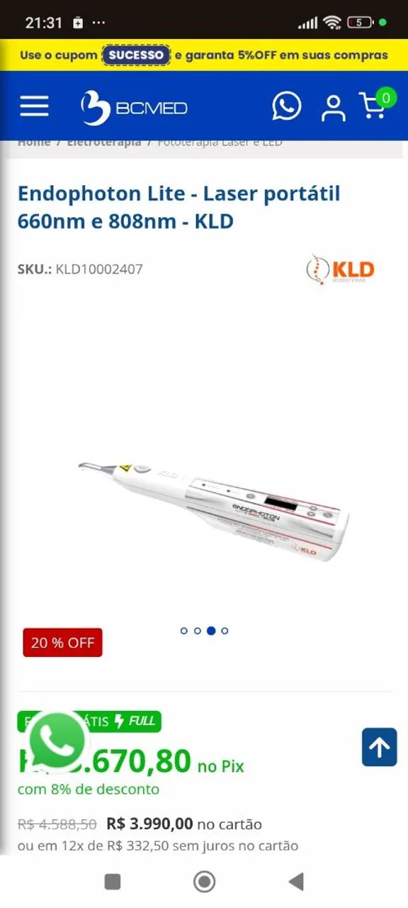 Laser endophoton litle 660 + caneta 808nm - Foto 2