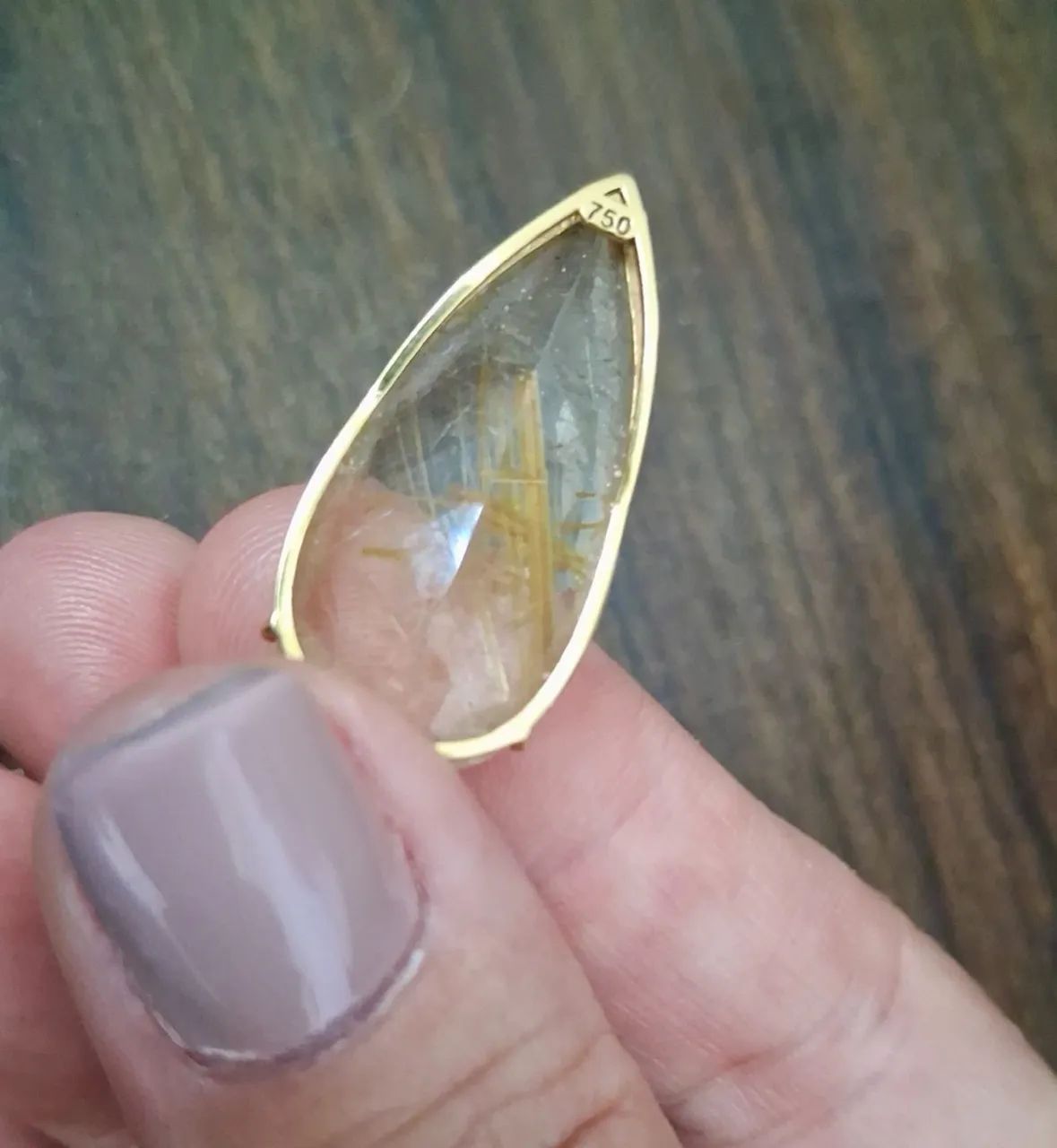 Pingente em ouro de Citrino 3,5 cm natural 