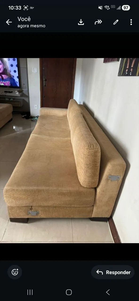 Sofá bege com chaise - Foto 4
