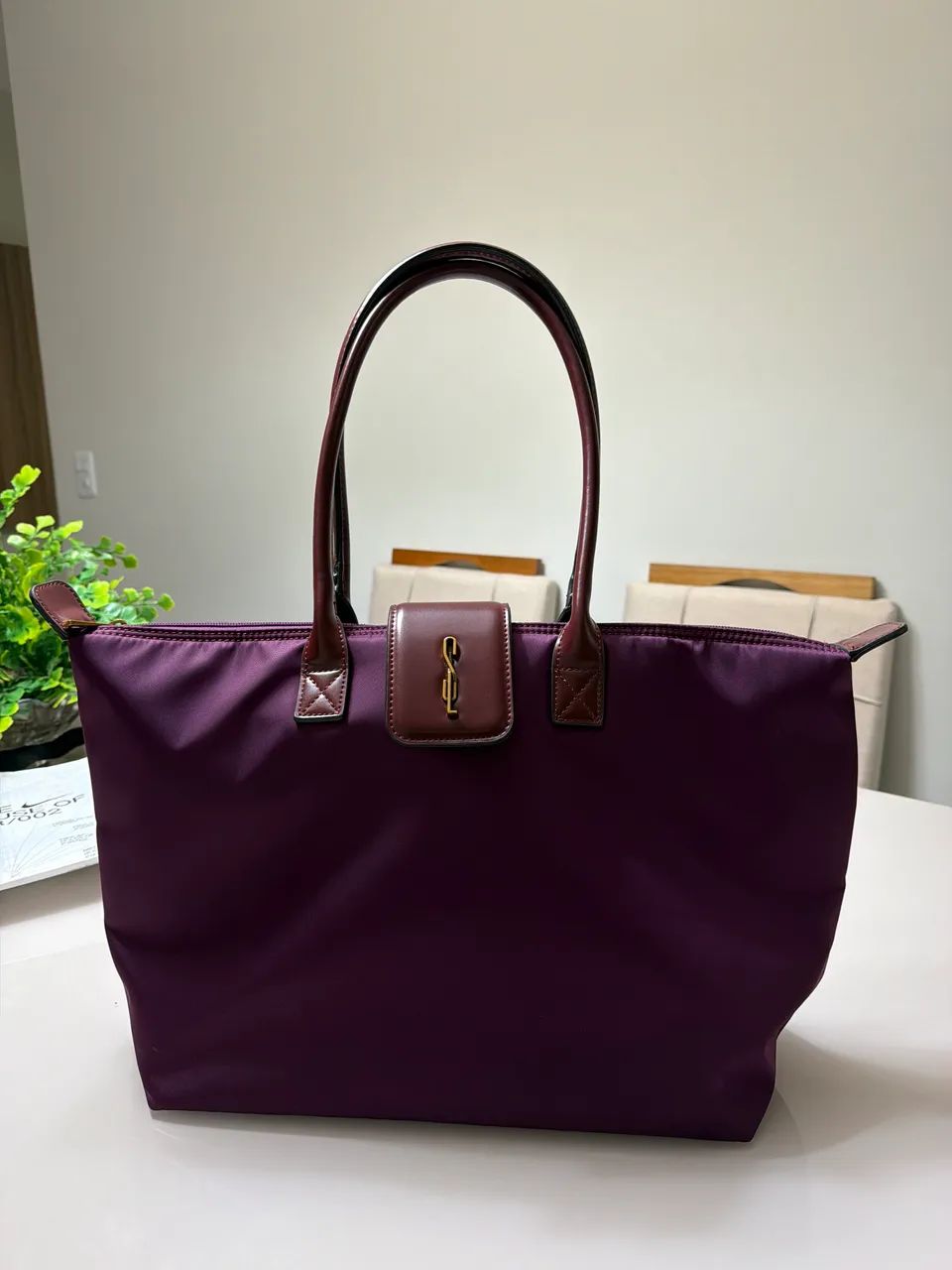 Bolsa Shopper Nylon Roxo Alça De Ombro - Foto 4