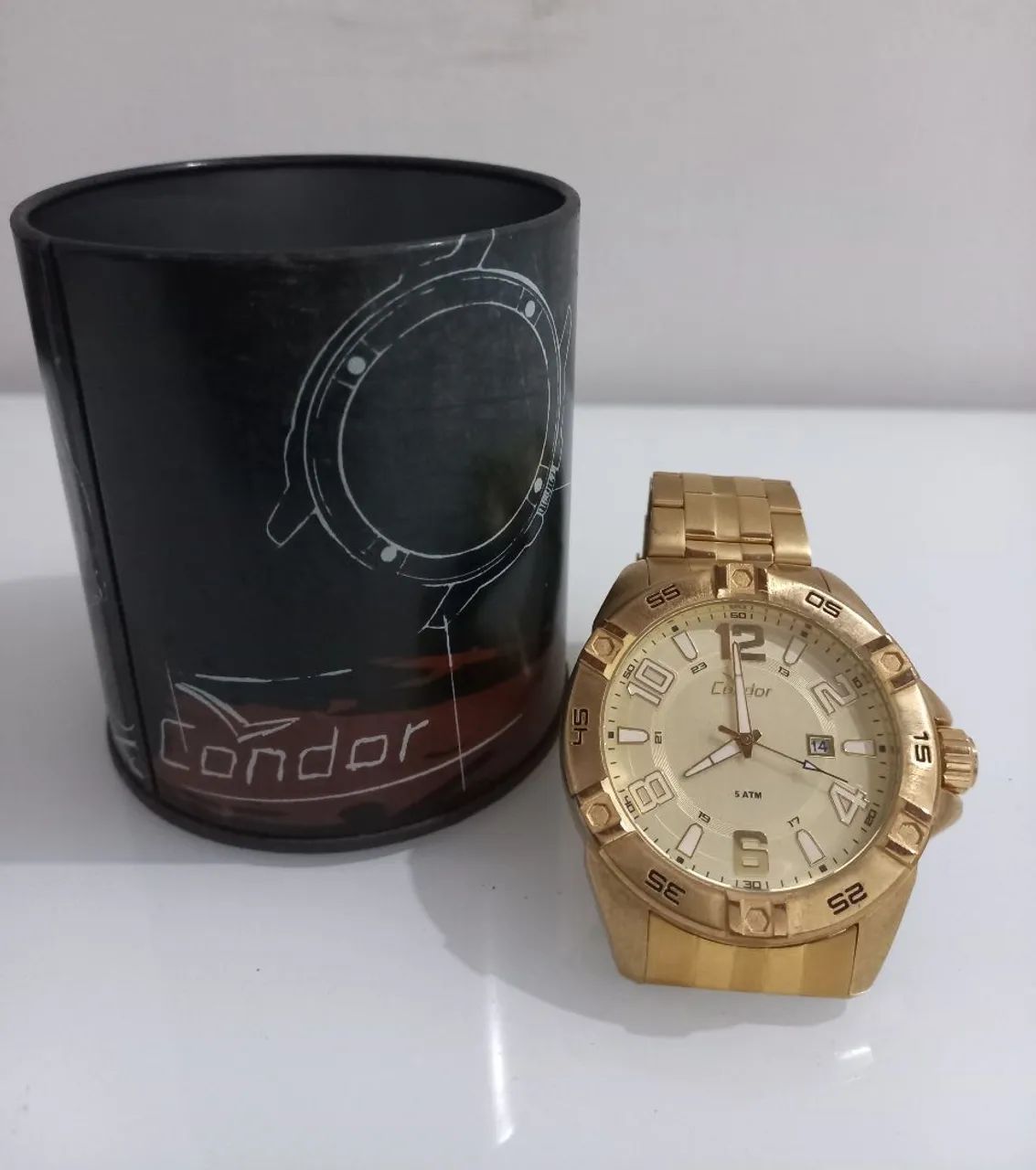 Relógio condor masculino dourado  - Foto 2