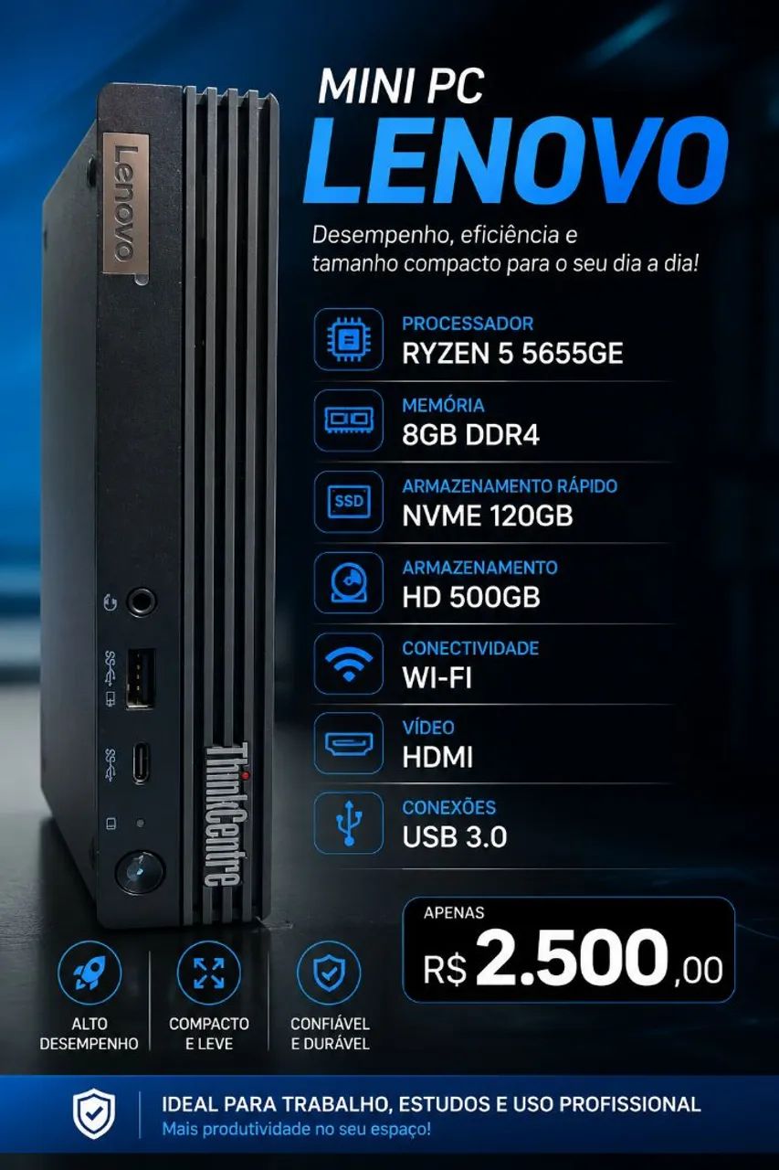 Mini PC Ryzen 5655GE com Video Imtegrado