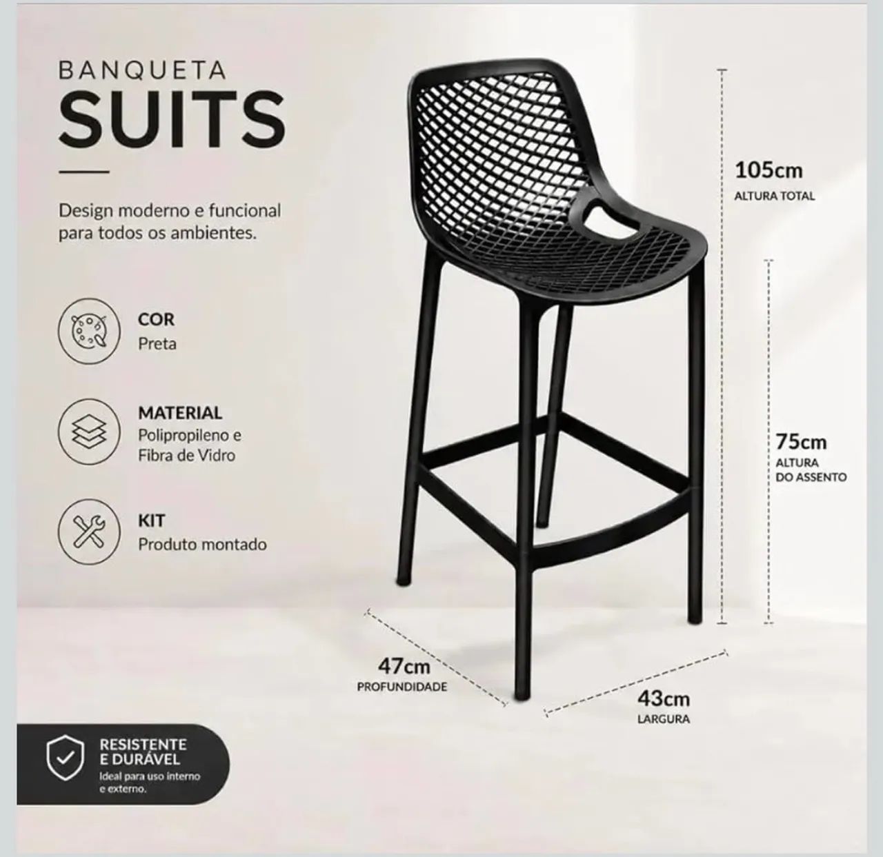 Kit Banquetas Suits cor preta  - Foto 2