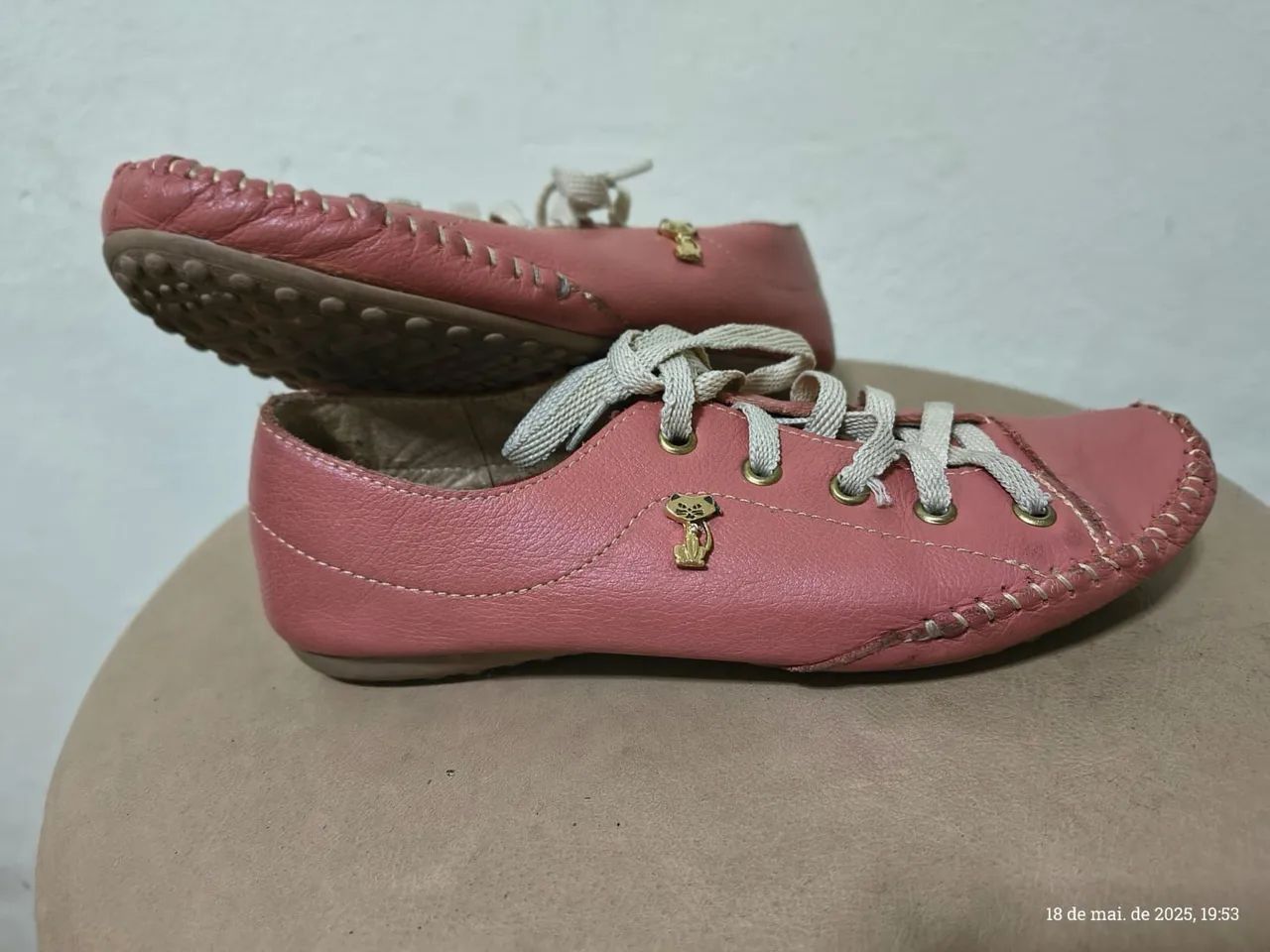 Tênis couro rosa - Foto 2