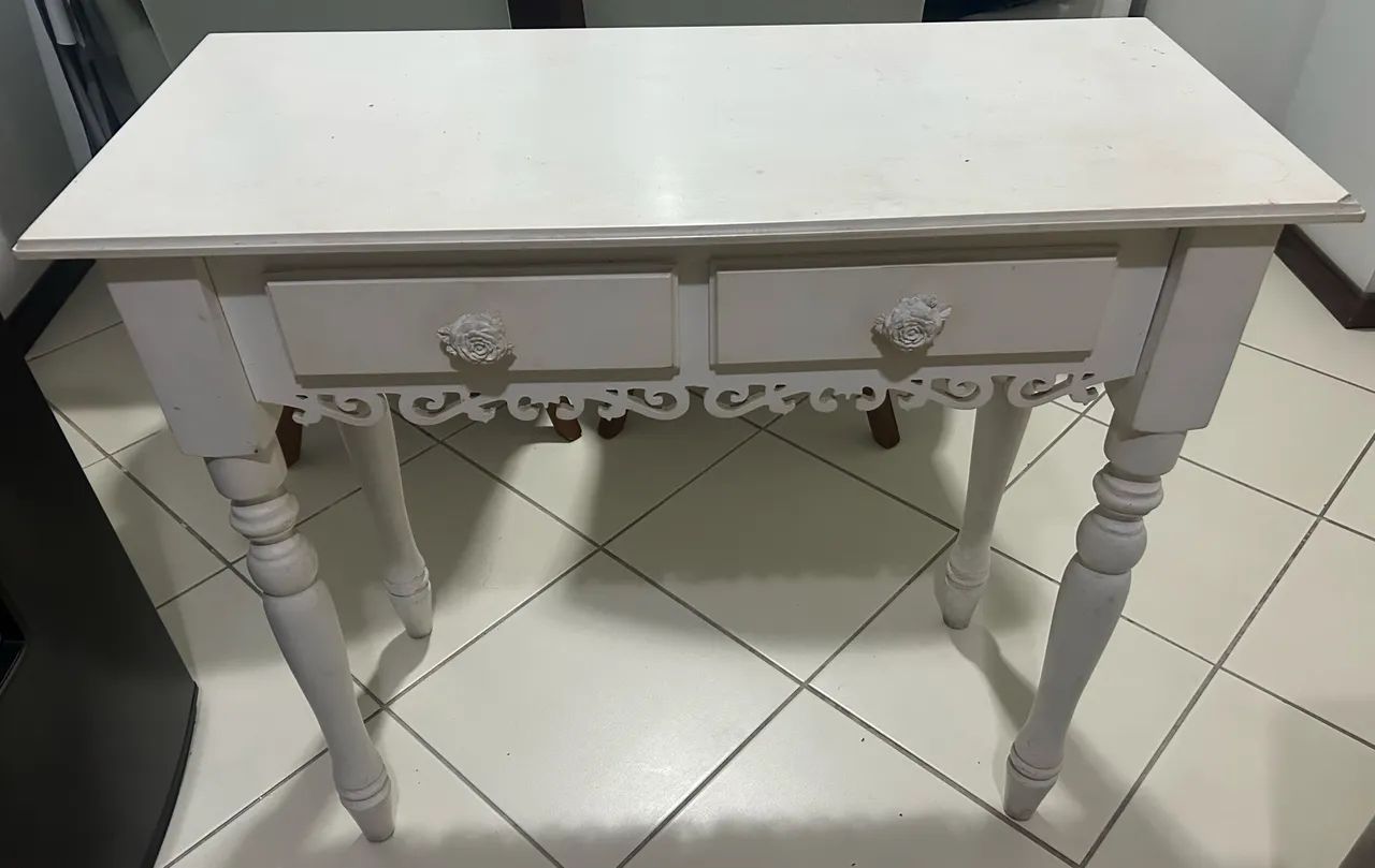 Mesa branca 2 gavetas - Foto 2