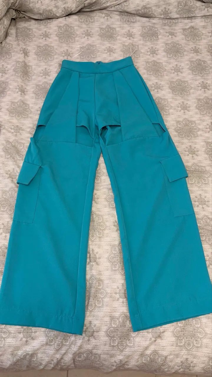 Calça moderna verde água | com recortes  - Foto 2