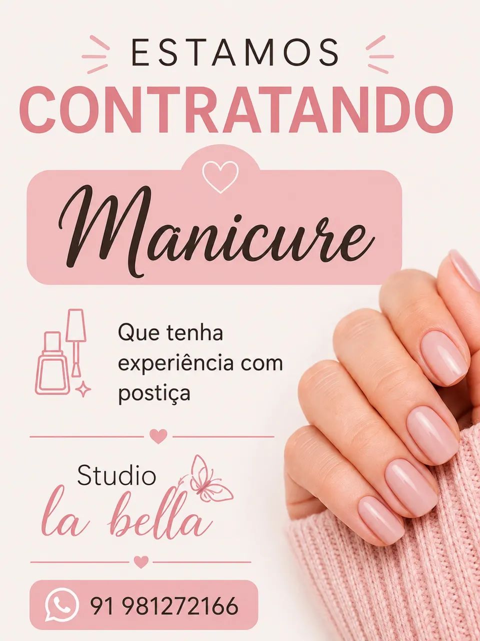 Estamos contratando manicure 