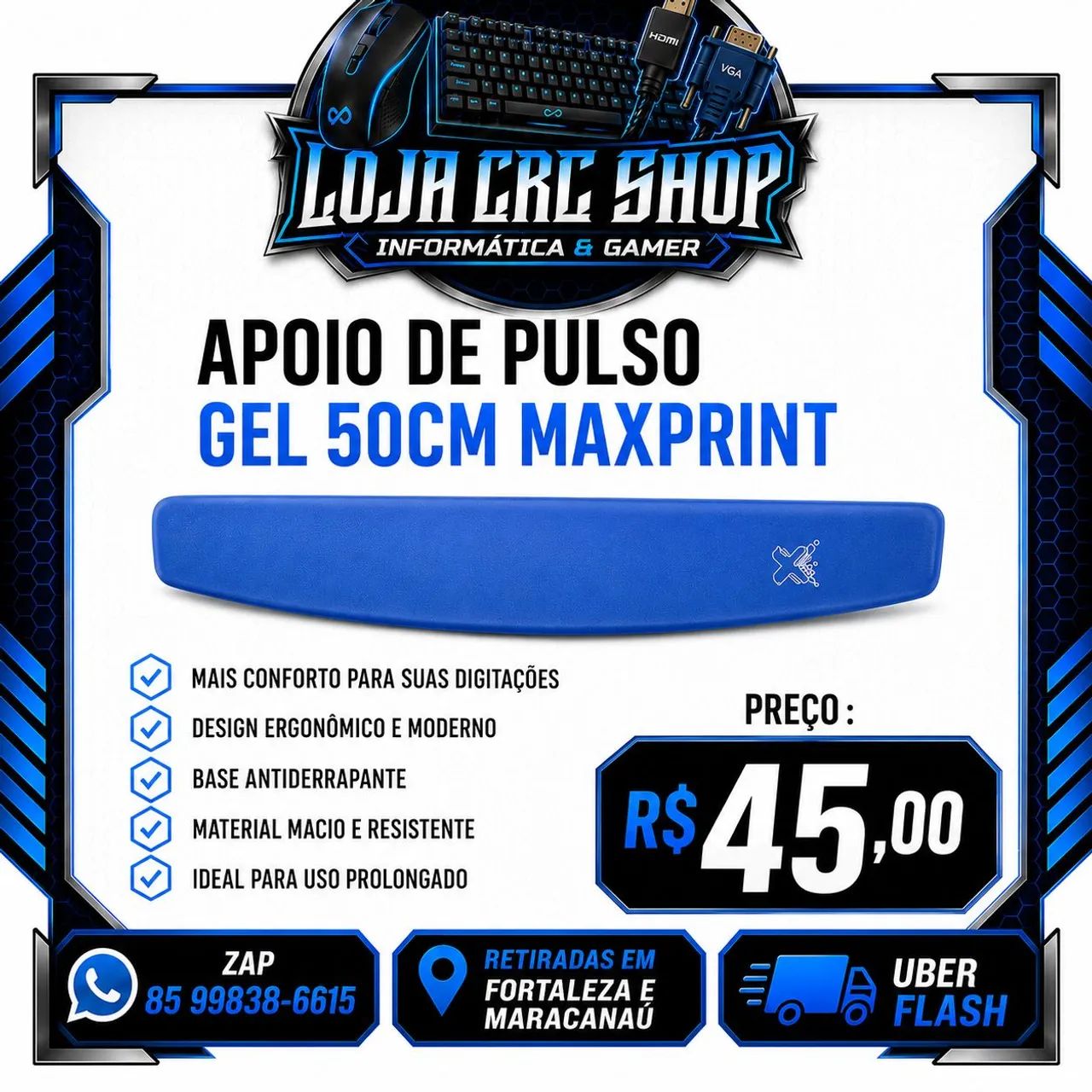 Apoio de Pulso 50cm Gel Maxprint Techbest