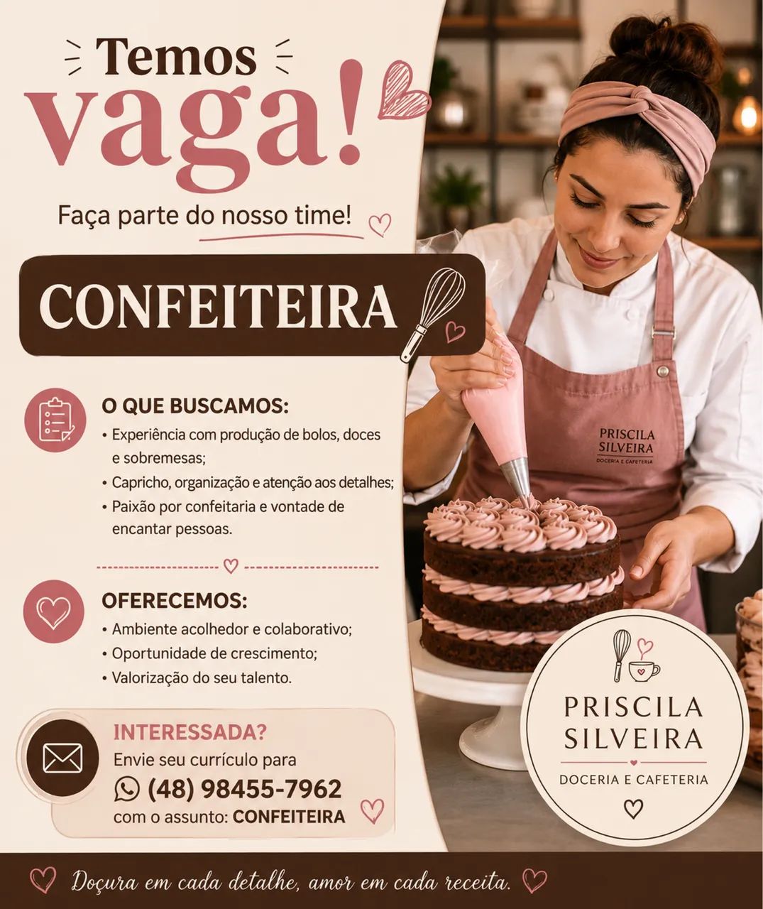 Vaga para confeiteira 
