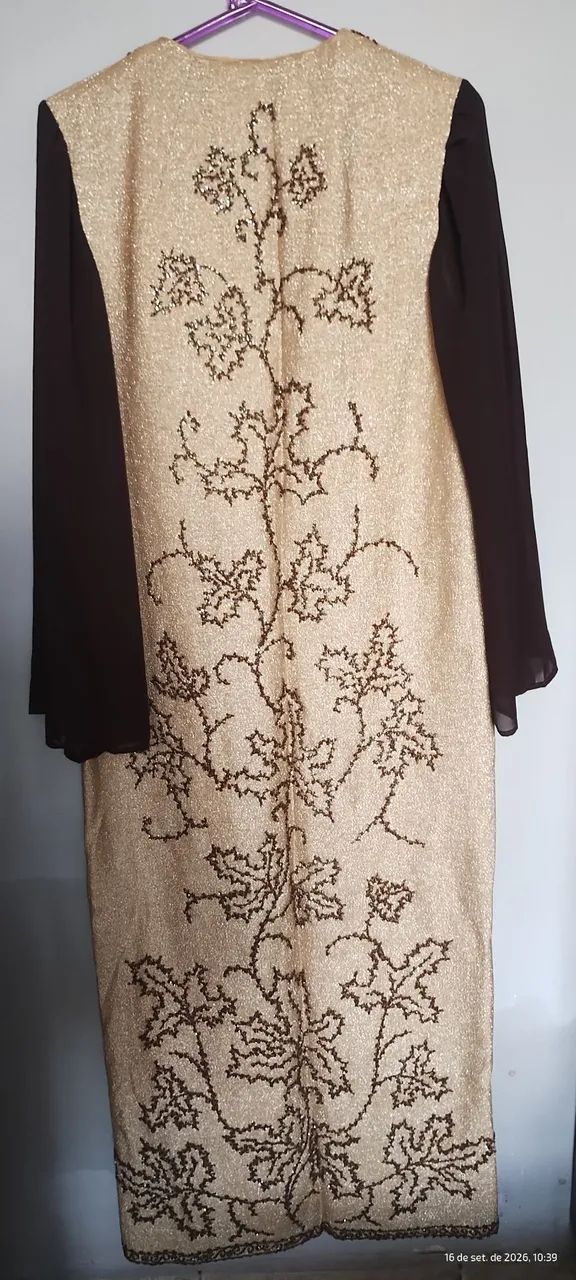 Abaya bordado Dourado  - Foto 2
