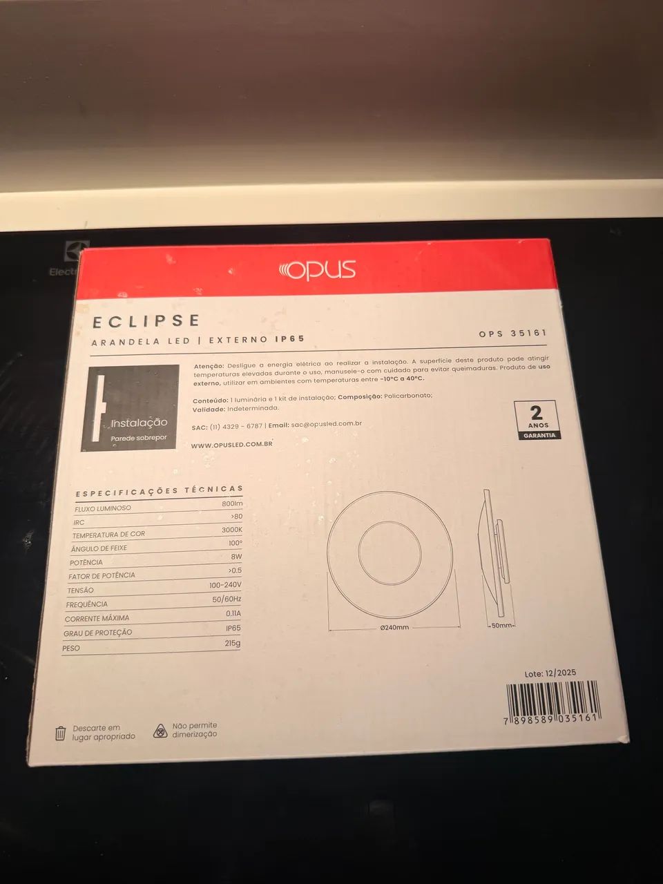 5 - Arandelas Opus Eclipse Madeira 3000k 12w  - Foto 5