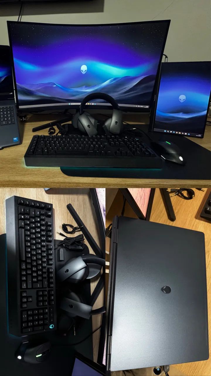Notebook Alienware ( Fone, Teclado, Mouse + duas telas)