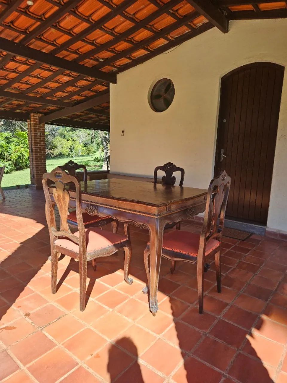 Mesa  de Jantar Antiga Provençal com 5 Cadeiras