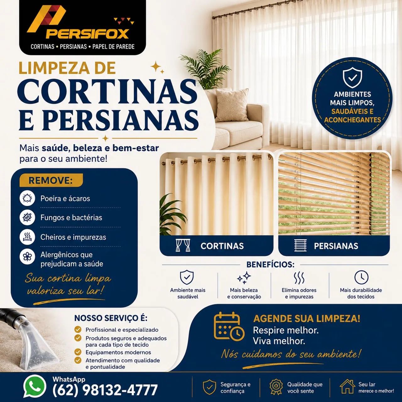 Limpeza de cortinas e persianas 