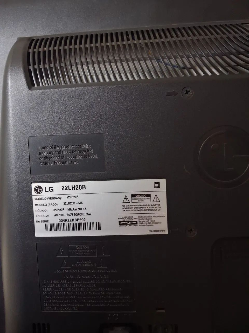 TV Monitor LG 22 Polegadas (Perfeita como TV e Monitor) + Controle e Cabos. - Foto 5