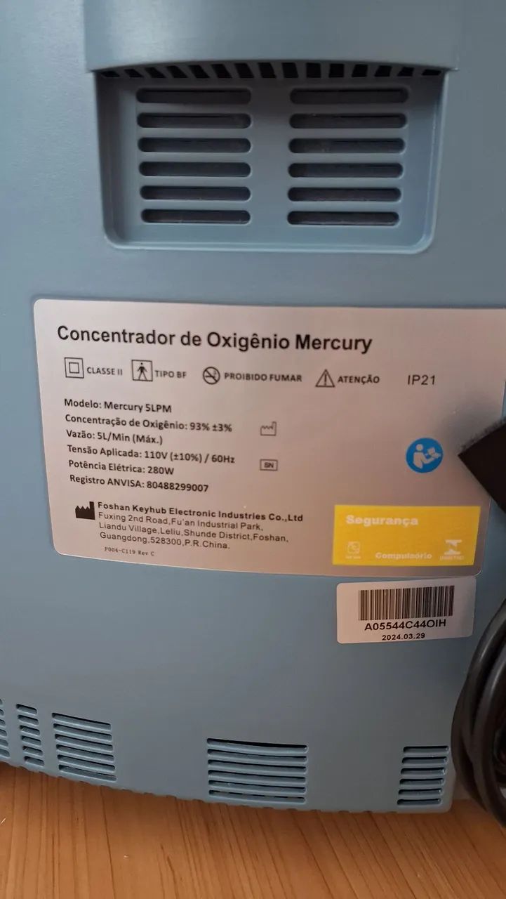 Concentrador de Oxigênio com Nebulização Lumiar modelo Mercury 5LPM <br> - Foto 6