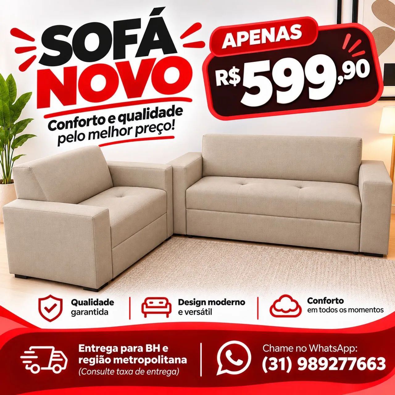 SOFÁ CONFORTÁVEL 