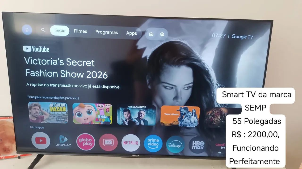 Smart TV da marca SEMP 54 Polegadas , funcionando perfeitamente.