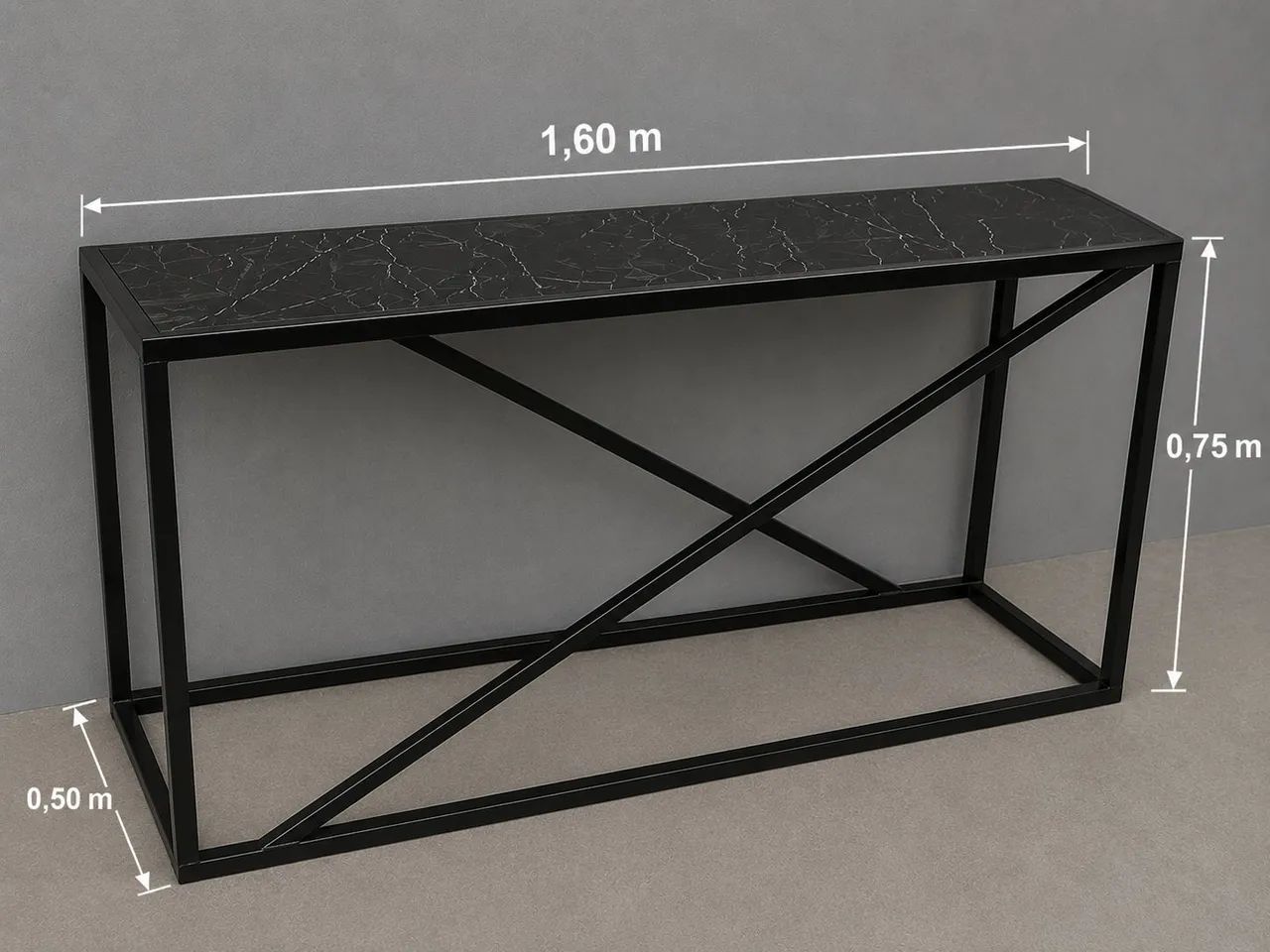 mesa de aço com tampo de mármore 