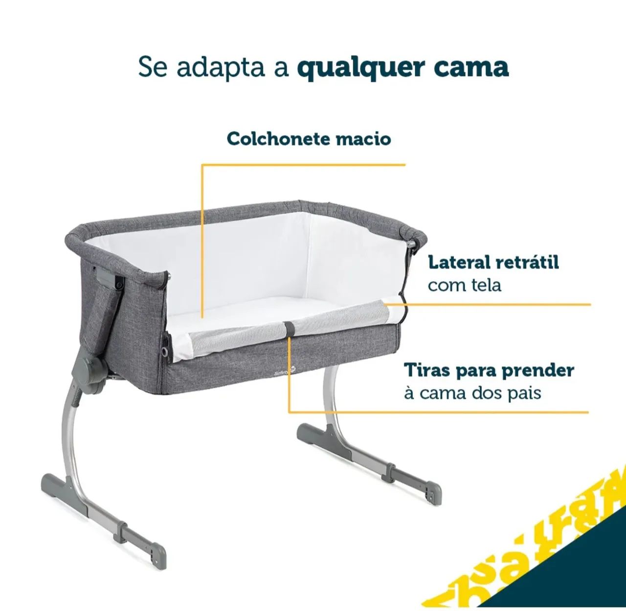 BERÇO PORTÁTIL SAFETY 1ST SIDE BY SIDE GREY  - Foto 3