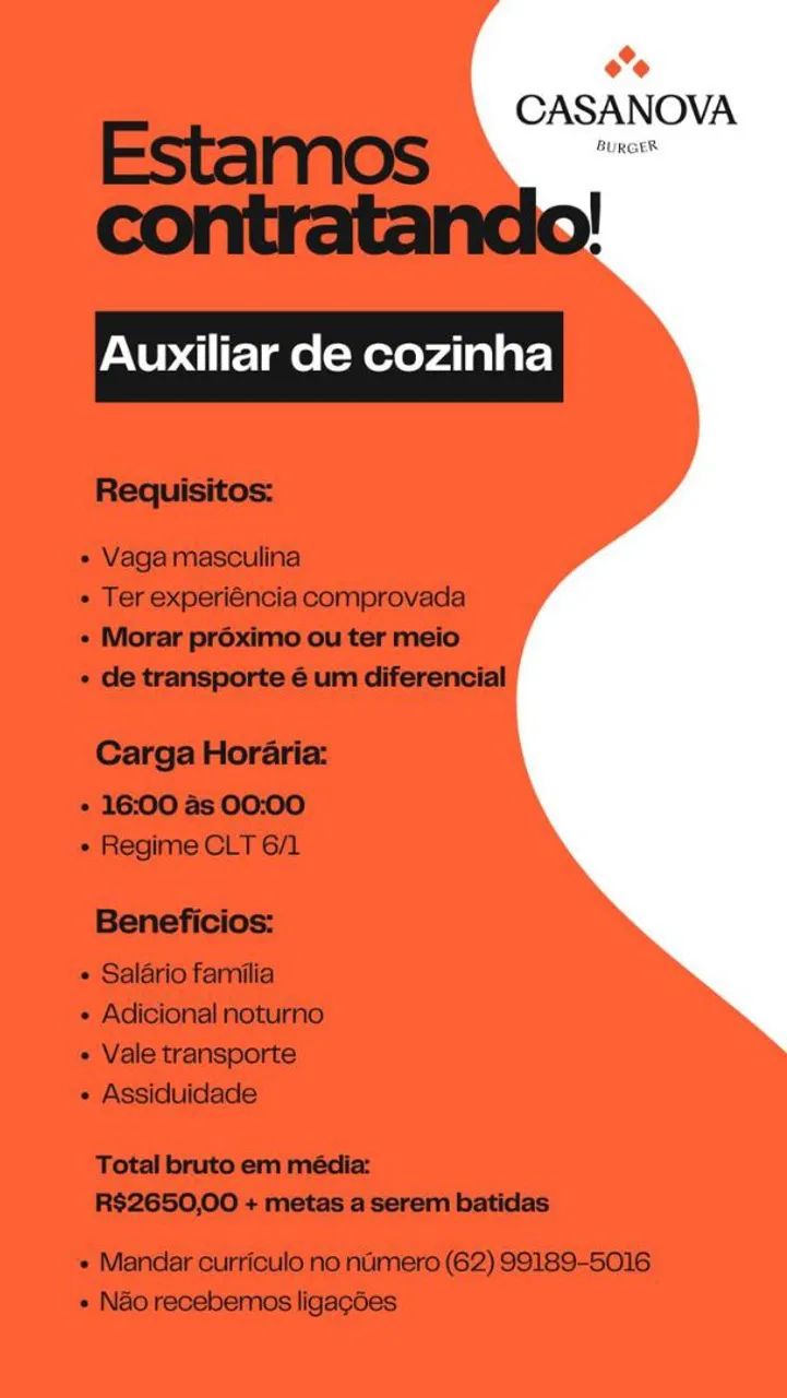 *VAGA PRA AUXILIAR DE COZINHA*