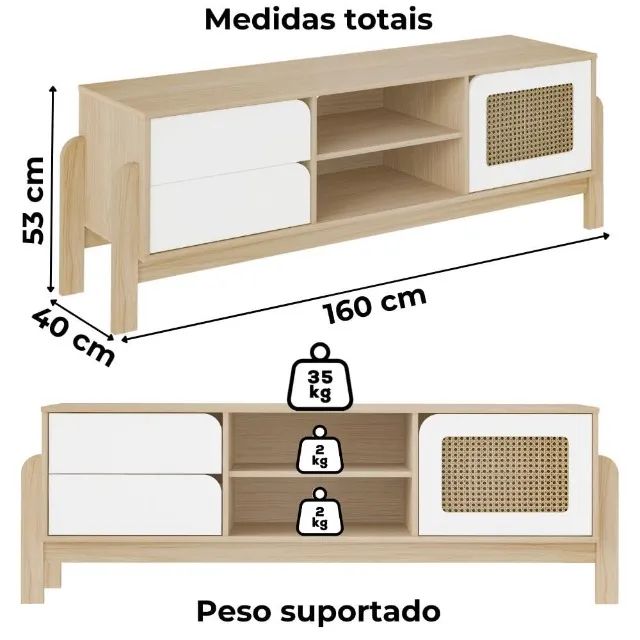 RACK VINTAGE Branco Tv ate 60 Polegadas - Foto 2
