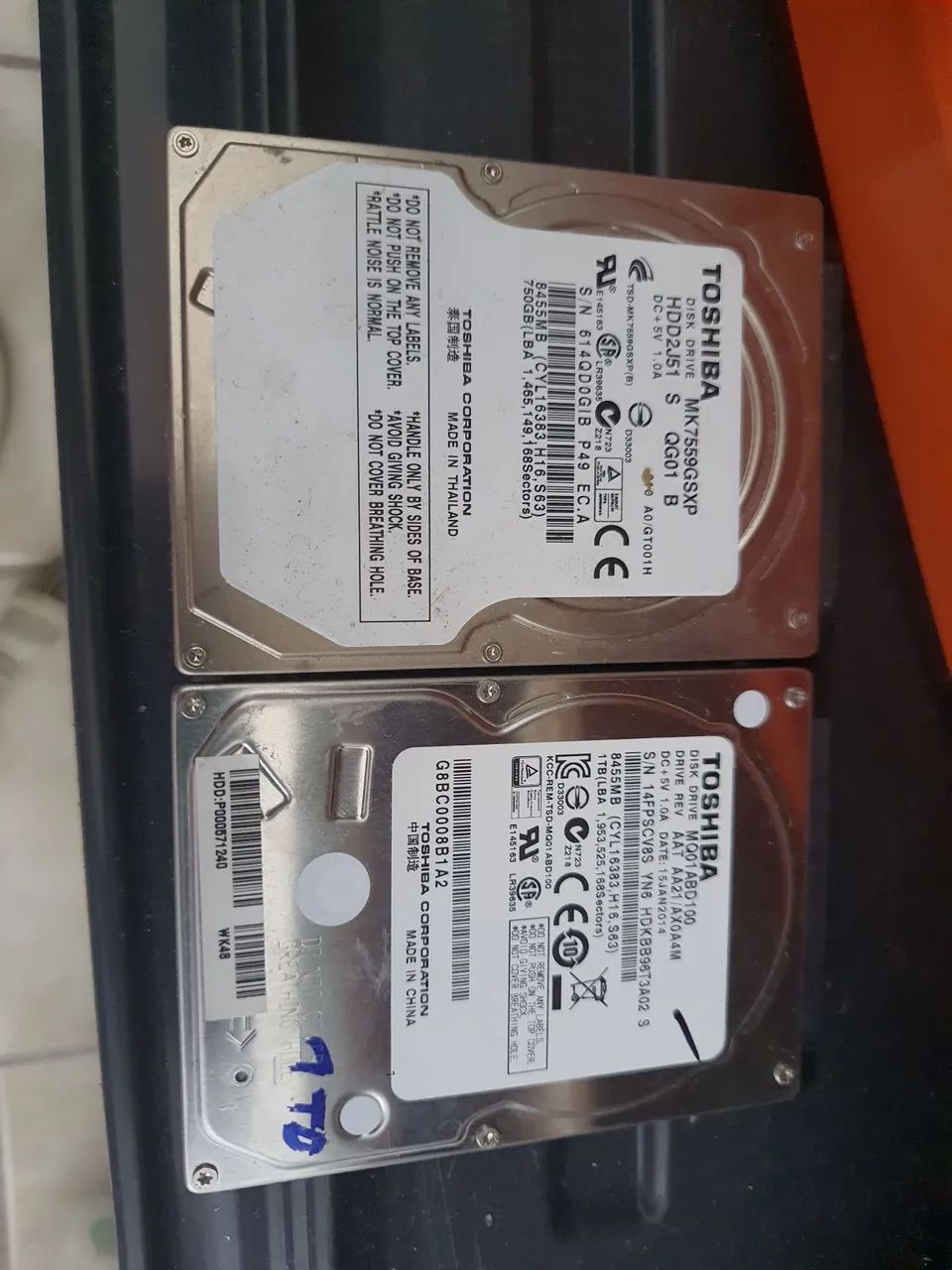 Hdd Toshiba 1tb e 750gb