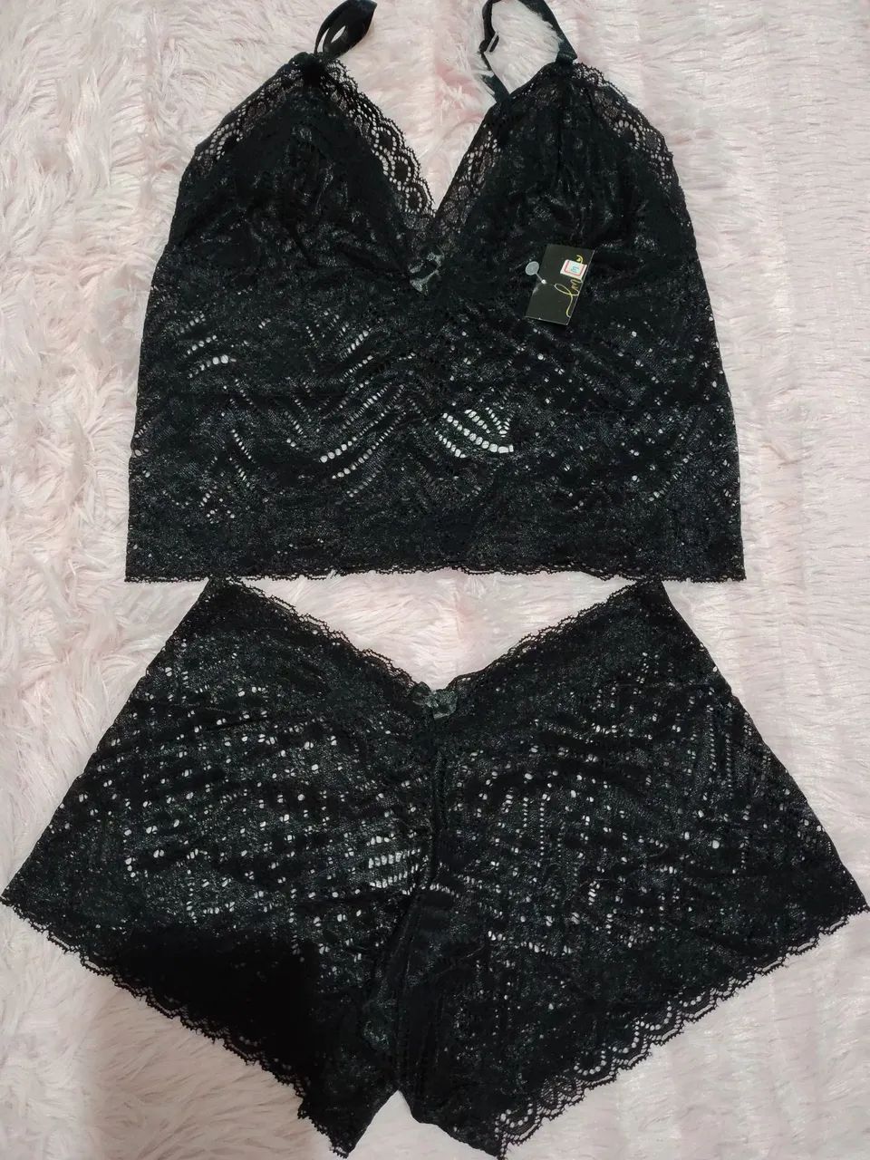 Conjunto de lingerie sem bojo Tam M Preto
