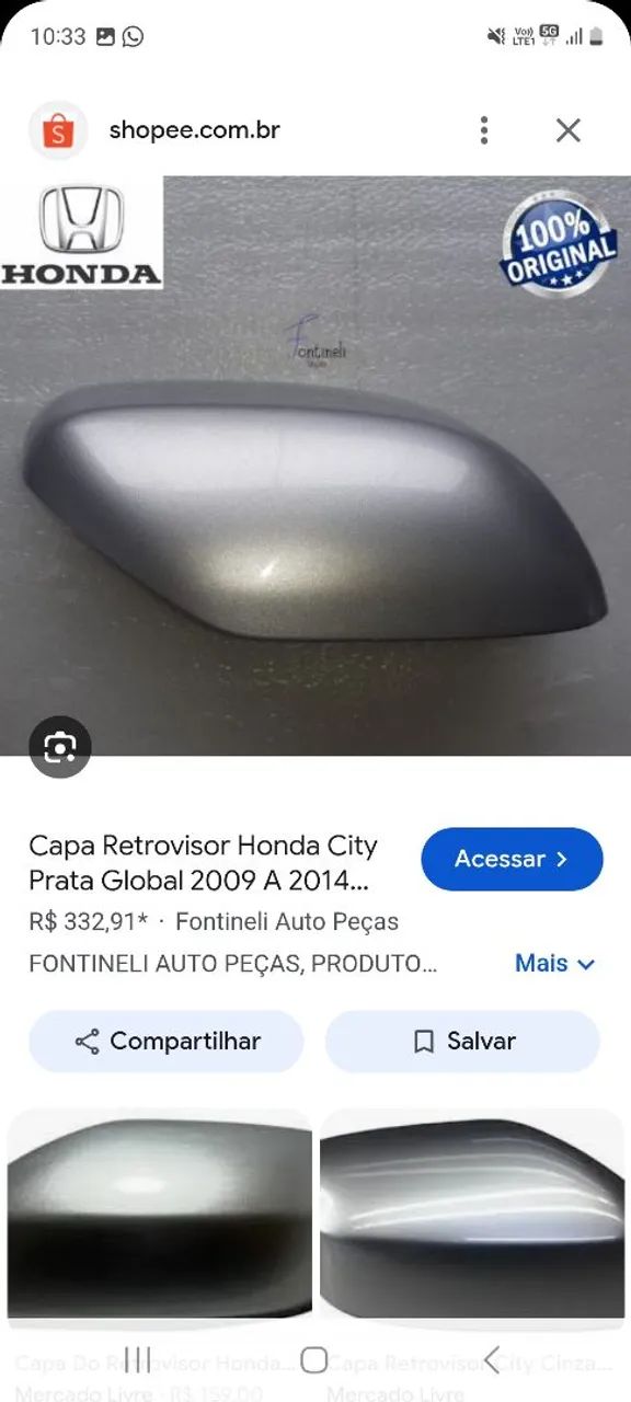 Capa retrovisor HONDA CITY 2009+2014