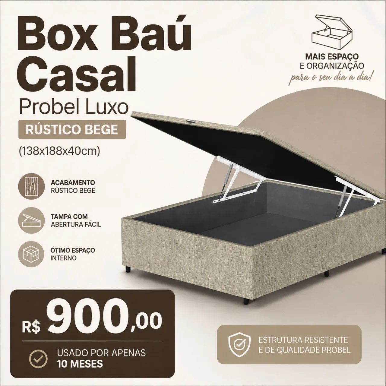 Box baú cama casal Probel 
