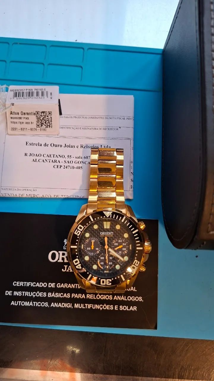 Orient Solartech Diver 300M dourado MGSSC057 P1KX - Cronógrafo