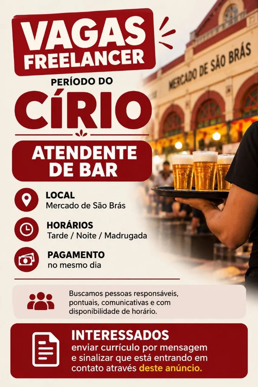 OPORTUNIDADE DE FREELA - CÍRIO 2026 