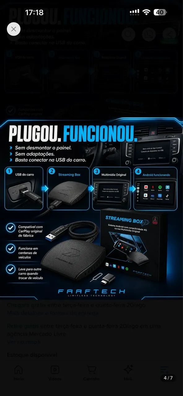 Streaming Box para Carro Carplay Multimidia - Foto 5