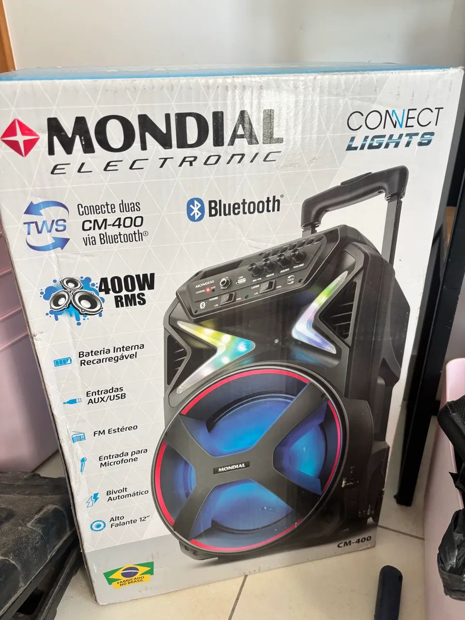 Caixa de som mondial nova 