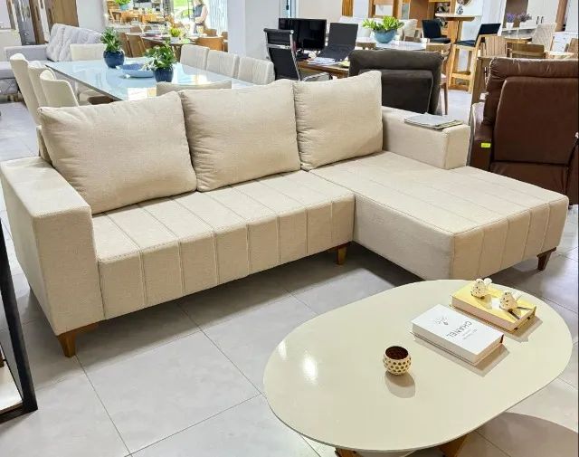 Sofá s. 2.50 com Chaise Linho DIVIDIMOS EM ATÉ 10X SEM JUROS