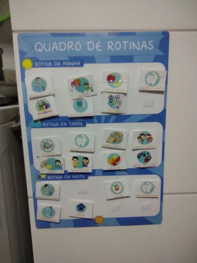 Quadro de rotina infantil - 30Un de cartões velcro