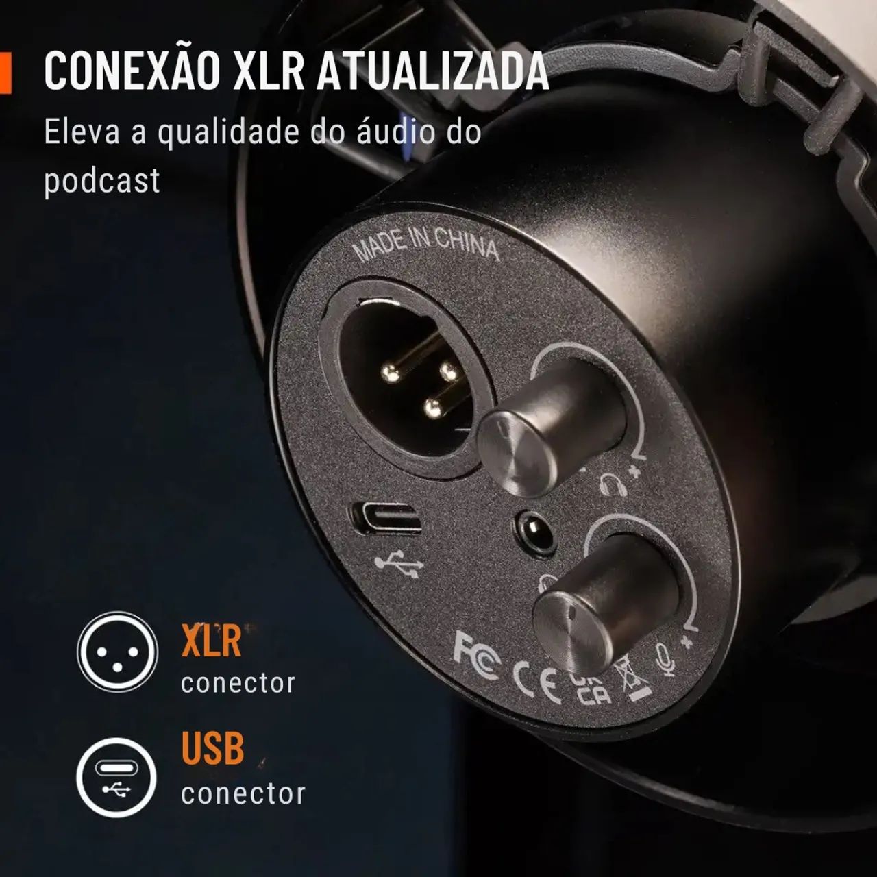 Fifine K688 - Microfone Dinâmico Profissional Fifine K688, USB/XLR, Black  - Foto 5