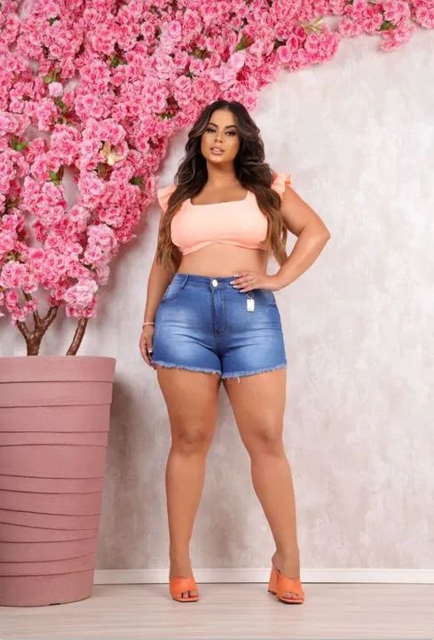 Short Jeans Feminino Plus Size R$ 50 + Lindo Brinde<br> - Foto 3